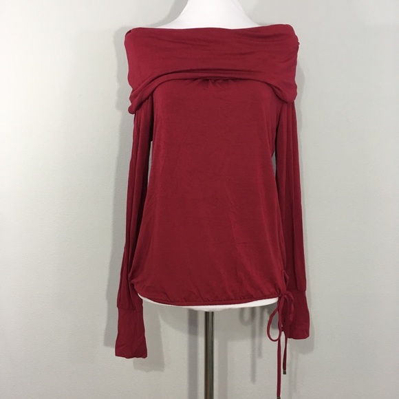 Cache Tops - Cache Soft Rayon Burgundy Red Longsleeve Blouse S